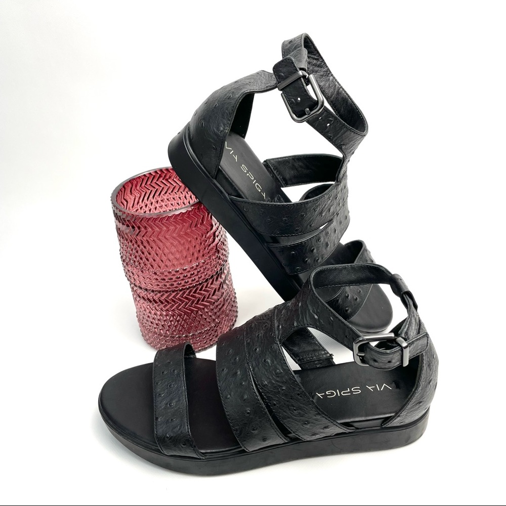 Via Spiga Ostrich Embossed Cora Sandals Size 8.5